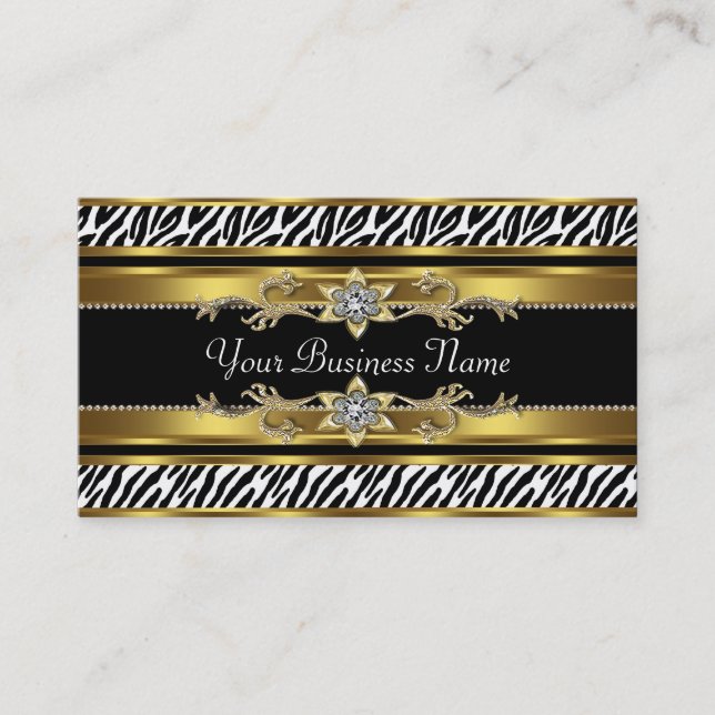 Gold Black Zebra Business Cards (Front)