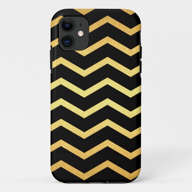 Gold & Black Zig Zag Pattern Case-Mate iPhone Case (Back)