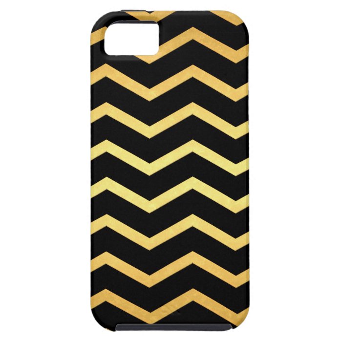 Gold & Black Zig Zag Pattern iPhone 5 Cases