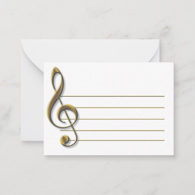 Gold Blank Music Staff Treble Clef Musical Note Card (Front)