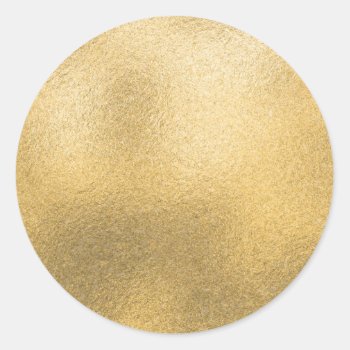 Gold Blank Template Faux Textured Foil Classic Round Sticker by bestcustomizables at Zazzle