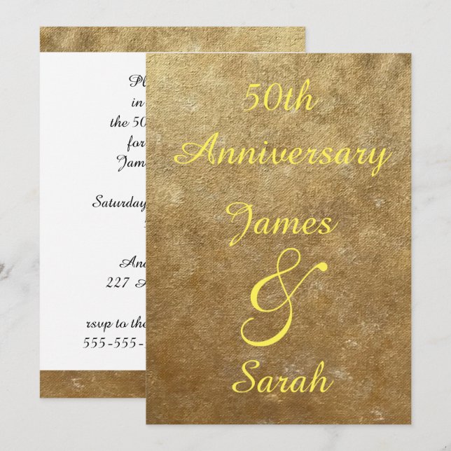 Gold Blends 50th Wedding Anniversary Invitations (Front/Back)