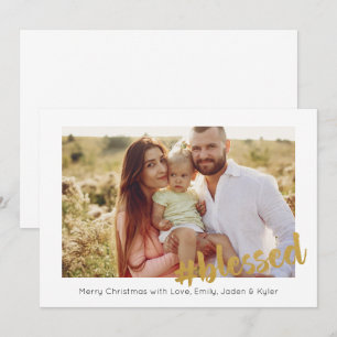 Gold Blessed Christmas Photo Card