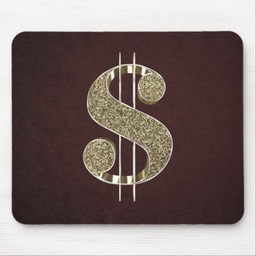 Gold Bling 3D Dollar Sign Mouse Pad