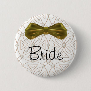 Gold Bling Bride Button Pin
