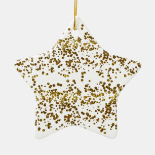 Gold Bling Glitter Confetti Ceramic Ornament