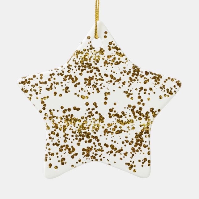 Gold Bling Glitter Confetti Ceramic Ornament (Front)