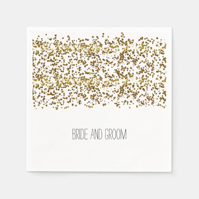 Gold Bling Glitter Confetti Paper Napkins (Front)