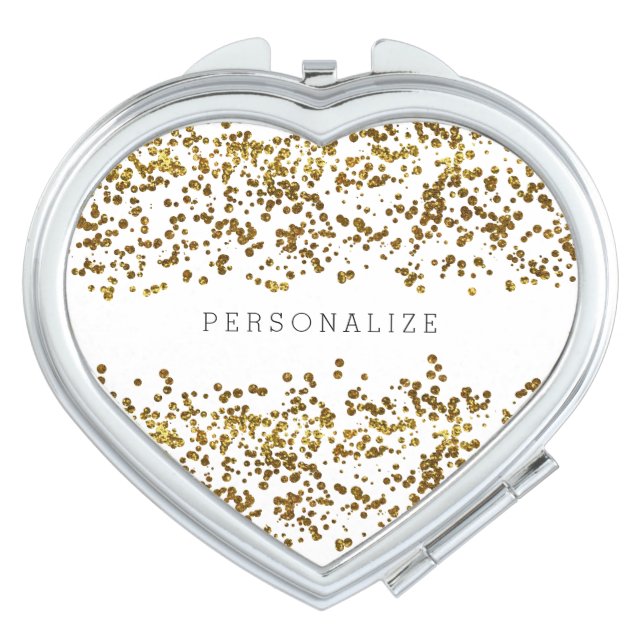 Gold Bling Glitter Confetti Vanity Mirror (Front)