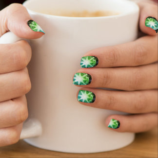 Gold Bling Green Compass Gemstone Rhinestone Look Minx Nail Wraps