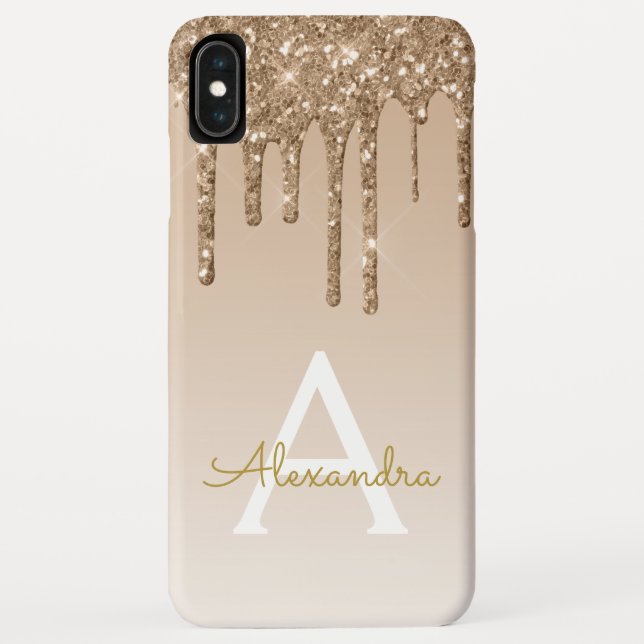 Gold Bling Luxury Sparkle Glitter Monogram Case-Mate iPhone Case (Back)