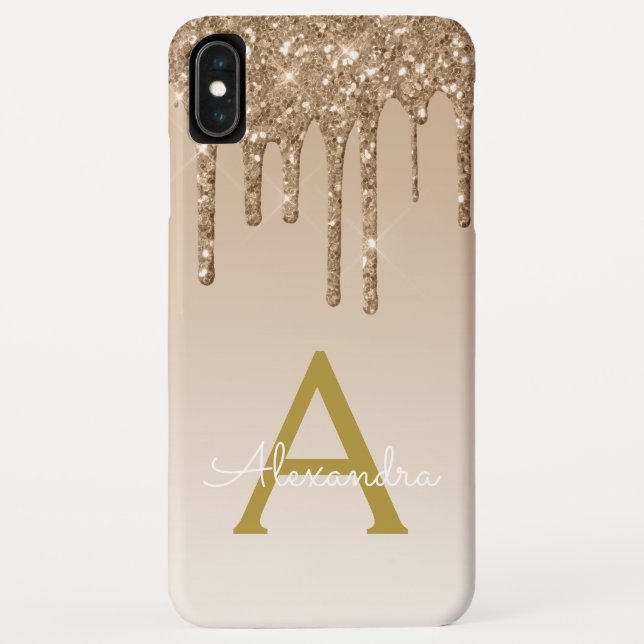 Gold Bling Luxury Sparkle Glitter Monogram Case-Mate iPhone Case (Back)
