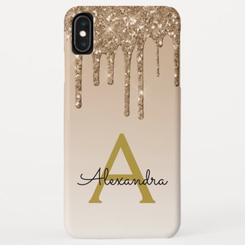 Gold Bling Luxury Sparkle Glitter Monogram iPhone XS Max Case