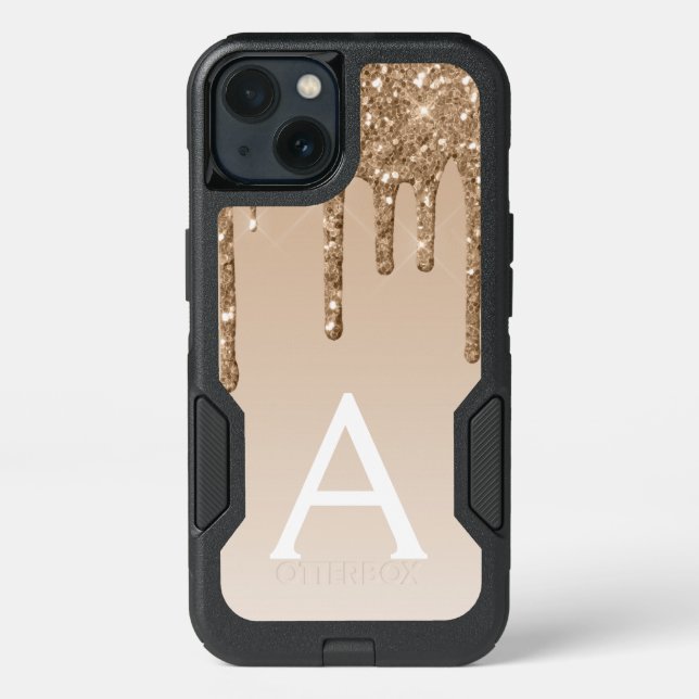 Gold Bling Luxury Sparkle Glitter Monogram Otterbox iPhone Case (Back)