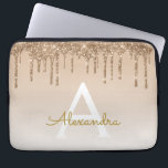 Gold Bling | Luxury Sparkly Glitter Monogram Laptop Sleeve<br><div class="desc">Gold Bling Ombre Sparkle and Faux Dripping Glitter Girly Modern Monogram First Name and Initial Laptop Case. Please contact the designer for matching items</div>