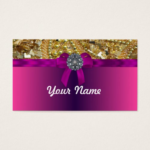 Gold bling &amp; magenta business card