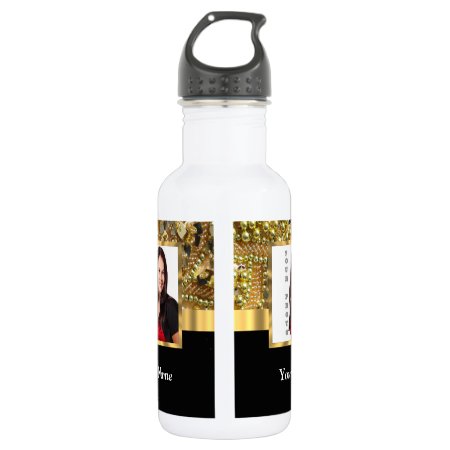 Gold Bling Photo Template Water Bottle