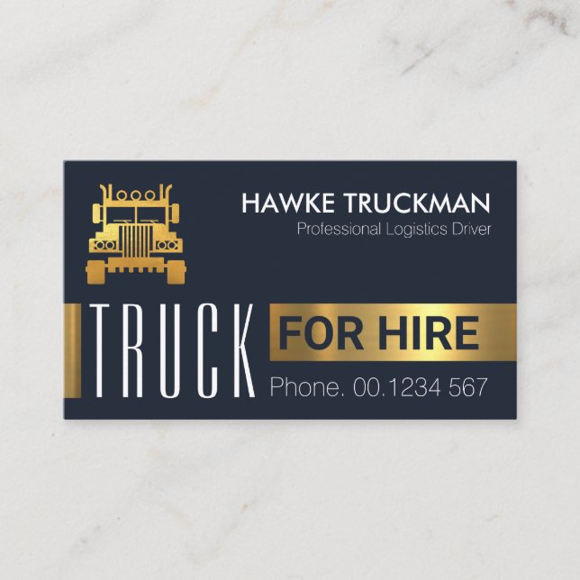 Gold Blocks Moving Truck Transport Business Card (Front)