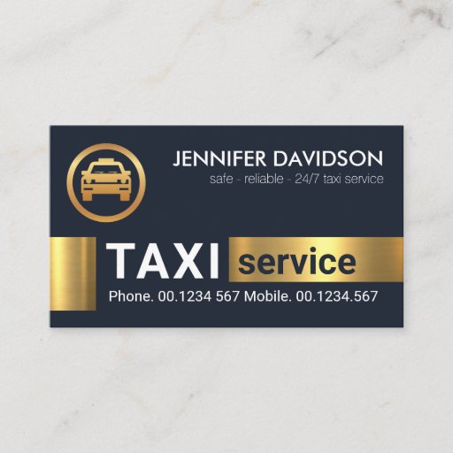 Customizable Gold Blocks Taxi Driver Cab Transport Business Card