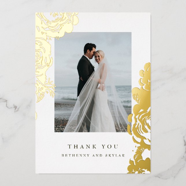 Gold Bloom Foil Thank You Foil Invitation (Front)