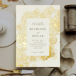 Gold Blooms  Foil Invitation<br><div class="desc">A beautiful and classic save the date featuring creams and gold foil elements. Perfect for a formal and elegant wedding with a vintage twist.</div>