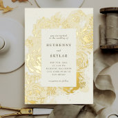 Gold Blooms Foil Invitation