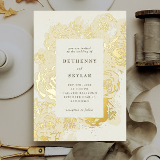 Gold Blooms Foil Invitation