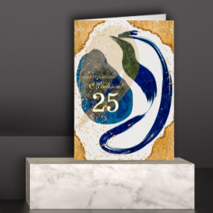 Gold Blue 25 Year Employee Anniversary Business Foil Greeting Card