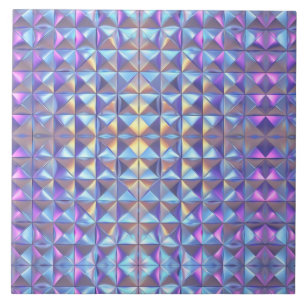 Gold, Blue and Purple Iridescent Geometric 2 Ceramic Tile
