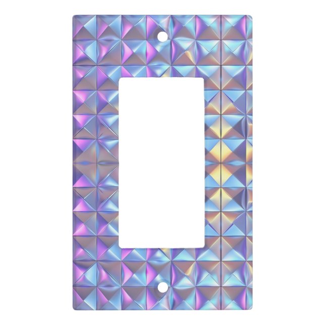 Gold, Blue and Purple Iridescent Geometric 2 Light Switch Cover (Front)