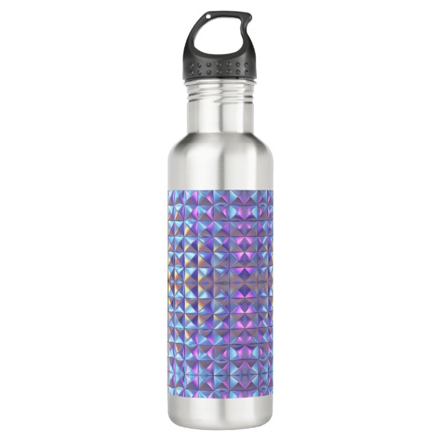 Gold, Blue and Purple Iridescent Geometric 2 Stainless Steel Water Bottle (Front)