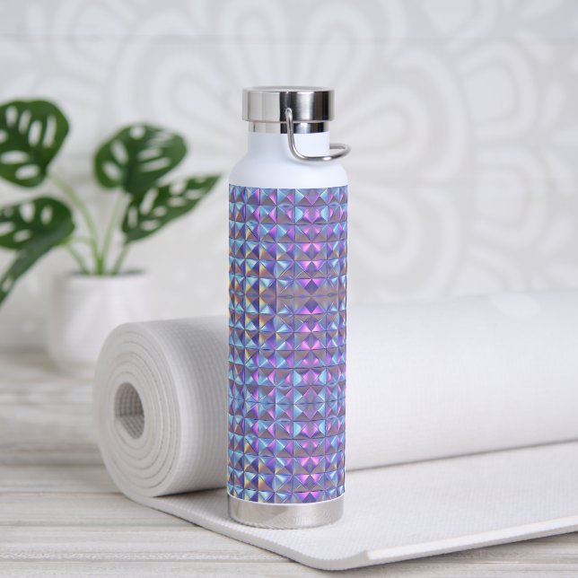 Gold, Blue and Purple Iridescent Geometric 2 Water Bottle (Yoga)