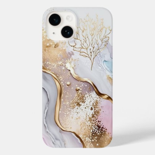 Gold Blue and Purple Marble Case_Mate iPhone 14 Case