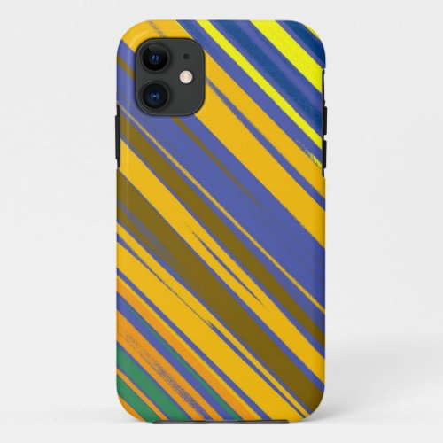 Gold Blue and Yellow Stripes Seamless graphic art iPhone 11 Case