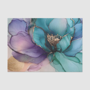 Gold Blue Aqua Purple Flower Tissue Paper