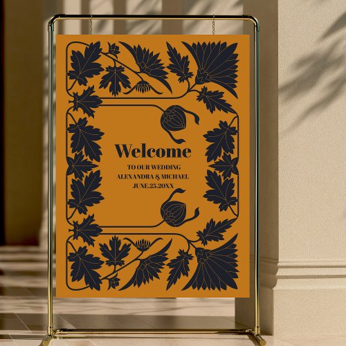 Gold Blue  Art Nouveau Wedding Foam Board