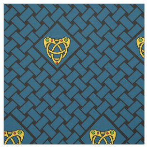 Gold/blue/black weave, diamond, Celtic heartknot Fabric