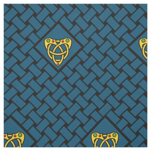 Gold/blue/black weave, diamond, Celtic heartknot Fabric