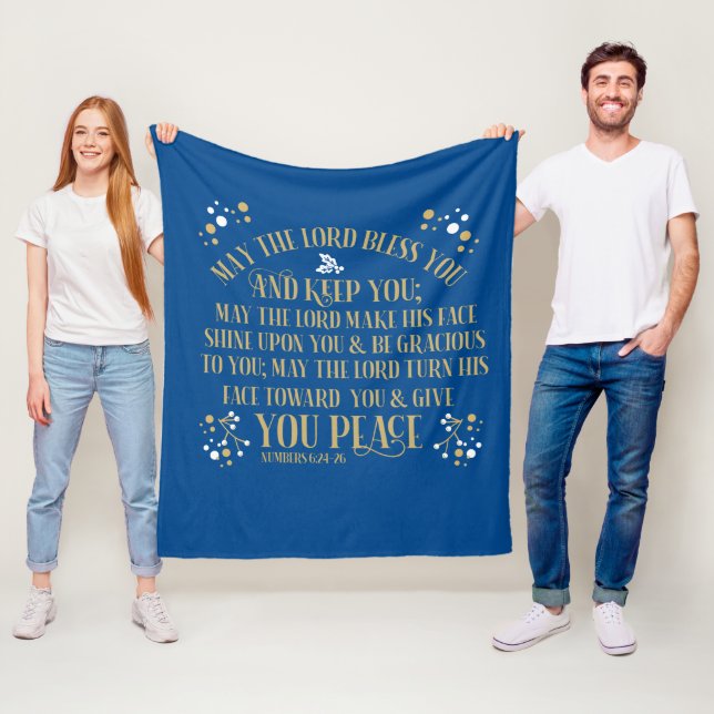  Gold Blue Blessing Numbers  Scripture Prayer  Fleece Blanket (In Situ)
