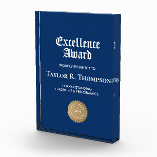 Gold Blue Business logo Excellence award Custom