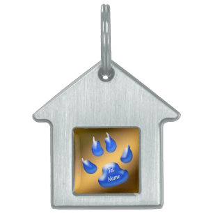 Gold Blue Cat Pet ID Tag