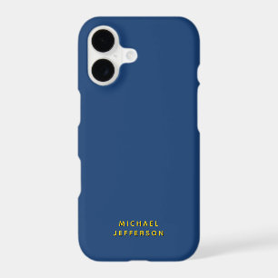Gold & Blue Color Minimalist Plain Modern Name iPhone 17 Case