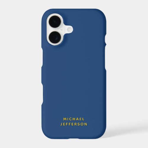 Gold & Blue Color Minimalist Plain Modern Name iPhone 17 Case