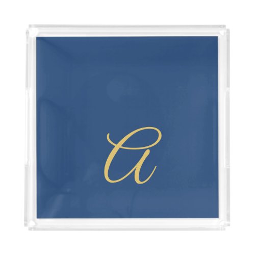 Gold & Blue Color Monogram Professional Initial  Acrylic Tray