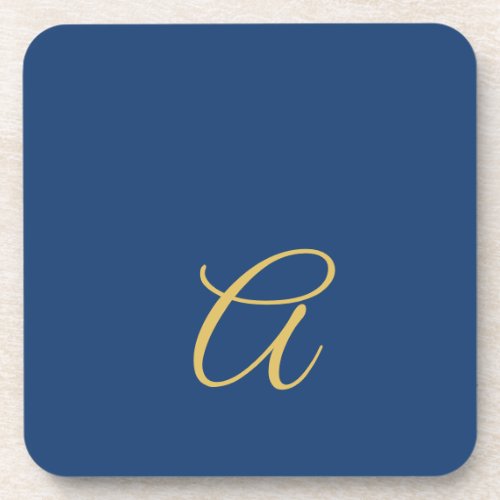 Gold & Blue Color Monogram Professional Initial Beverage Coaster