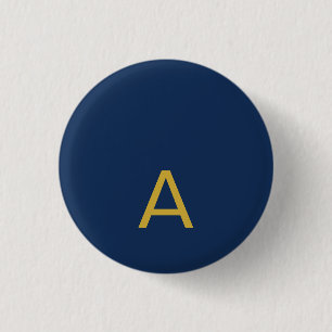 Gold & Blue Color Monogram Professional Initial Button