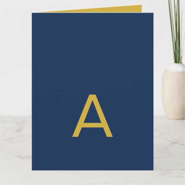Gold & Blue Color Monogram Professional Initial  Card (Front)
