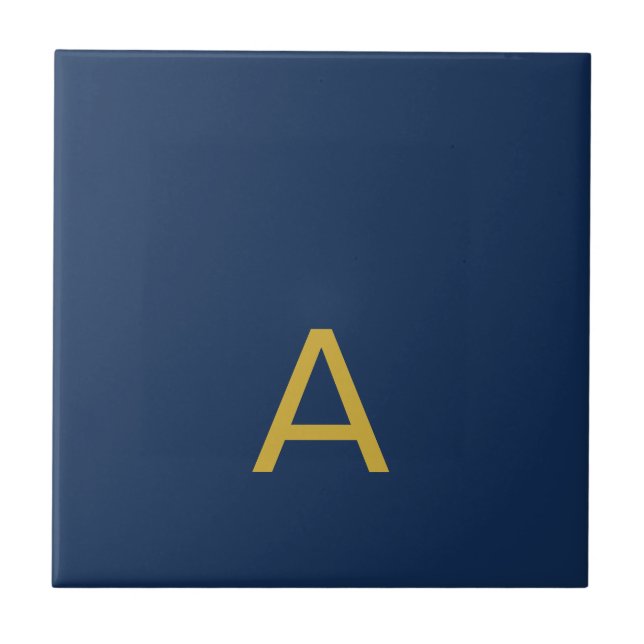 Gold & Blue Color Monogram Professional Initial  Ceramic Tile (Front)