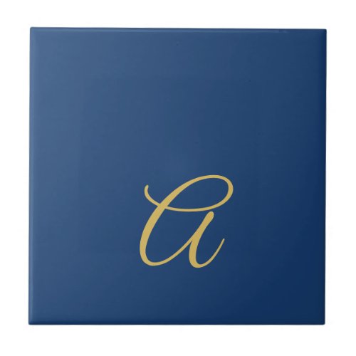 Gold & Blue Color Monogram Professional Initial Ceramic Tile