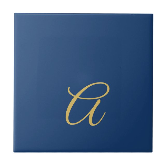 Gold & Blue Color Monogram Professional Initial  Ceramic Tile (Front)